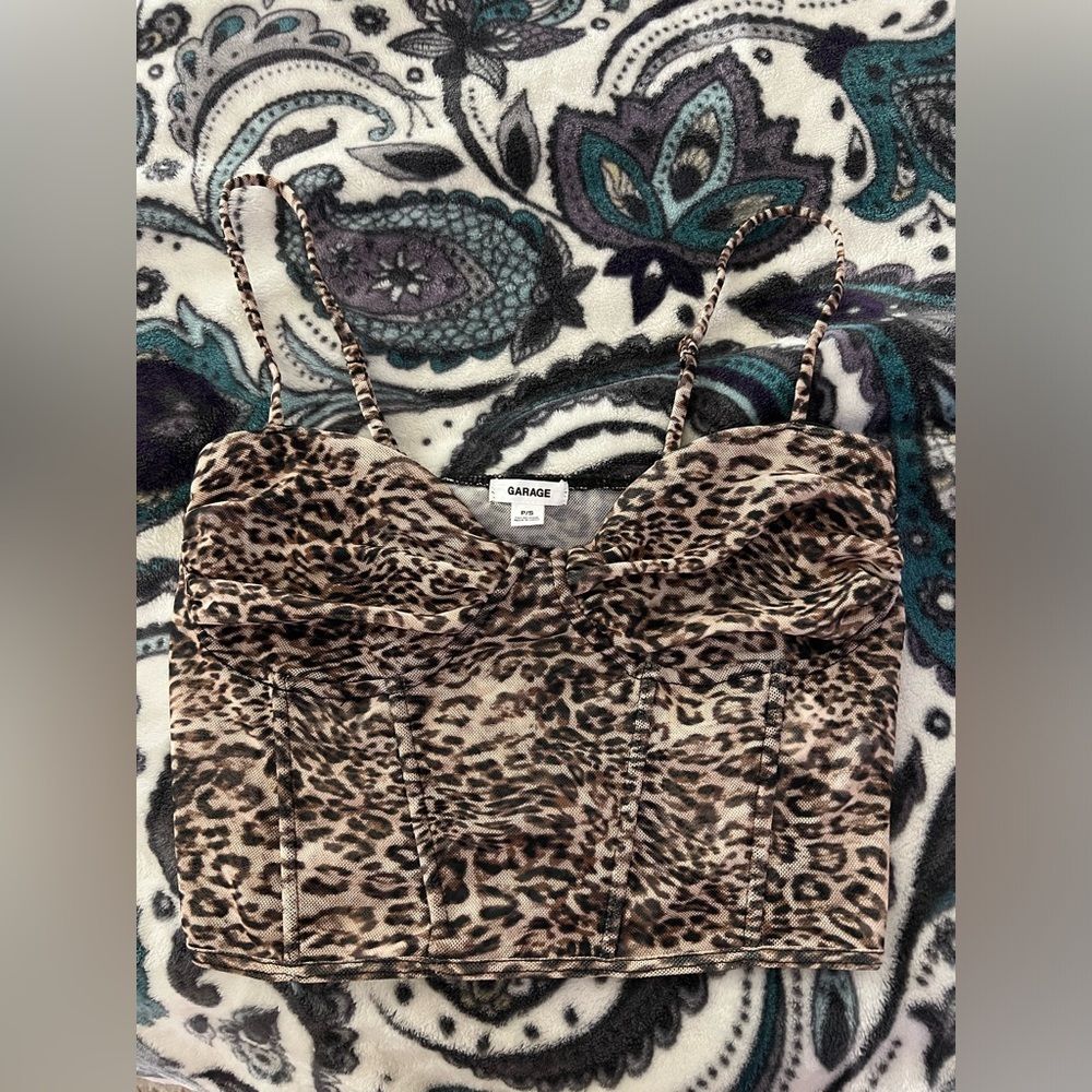 garage cheetah print crop top